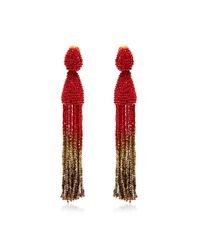 Oscar de la Renta | Metallic Long Ombre-beaded Tassel Clip-on Earrings | Lyst