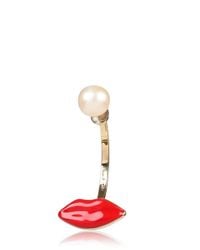 Delfina Delettrez | Metallic Red Mouth & Pearl Mono Earring | Lyst