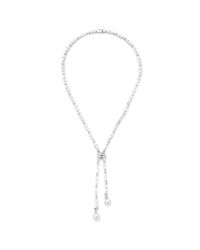 CZ by Kenneth Jay Lane | Metallic Dangle Faux Pearl Cubic Zirconia Necklace | Lyst
