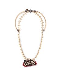 Venna | Red 'love' Crystal Slogan Star Chain Open Necklace | Lyst