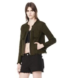 Alexander Wang | Green Burlap Zip-Up Jacket | Lyst