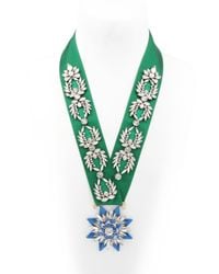 Shourouk | Green Medal Ornament Necklace | Lyst