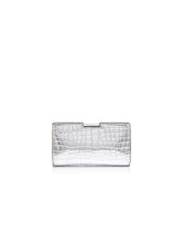 MILLY | Silver Logan Metallic Embossed Small Frame Clutch | Lyst