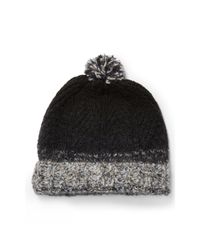 Ralph Lauren | Black Color-blocked Aran-knit Hat | Lyst