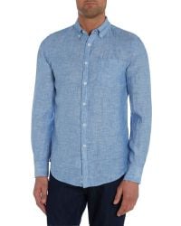 Benetton Linen Classic Fit Long Sleeve Shirt in Blue for Men Light 