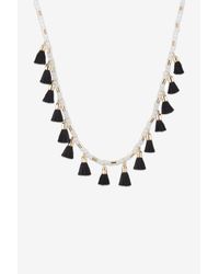 French Connection | Metallic Multi Tassel Beaded Pendant Necklace | Lyst