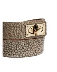 Givenchy | Metallic Shark Tooth Double Wrap Stingray Leather Bracelet | Lyst
