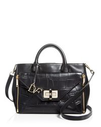 Diane von Furstenberg | Black 440 Gallery Secret Agent Croc-embossed Tote | Lyst
