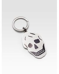 Alexander McQueen | Black Two-tone Enamel Skull Key Ring | Lyst