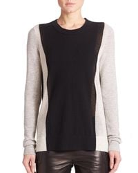 Vince | Black Cashmere Colorblock Sweater | Lyst