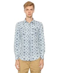 Hydrogen | Blue Avocado Star Printed Cotton Denim Shirt for Men | Lyst