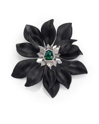 Alexis Bittar | Deco Lucite & Crystal Flower Pin/Black | Lyst