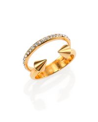 Vita Fede | Metallic Ultra Mini Titan Crystal Two-Row Ring/Goldtone | Lyst