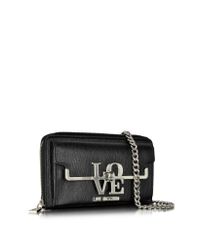 Love Moschino - Black Eco Leather Pochette W/chain Strap - Lyst