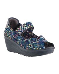 Bernie Mev | Hallie Wedge Blue Camo Multi Fabric | Lyst
