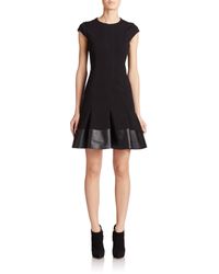 Akris Punto | Black Faux Leather-Trimmed Dress | Lyst