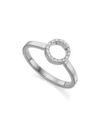 Monica Vinader | White Diva Mini Circle Open Ring | Lyst