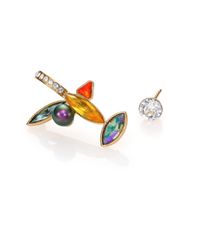 Ca&Lou | Metallic Elsa Crystal & Faux Pearl Asymmetrical Earrings | Lyst