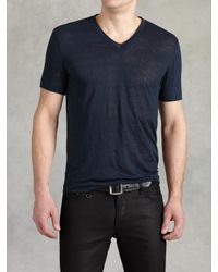 John Varvatos | Blue Linen V-neck for Men | Lyst