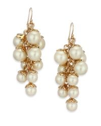 kate spade new york | Metallic Petaled Faux Pearl Chandelier Earrings | Lyst