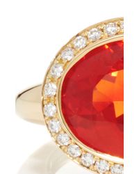 Pamela Huizenga | Red 18K Gold Ring With Mexican Fire Opal And A Diamond Nest | Lyst
