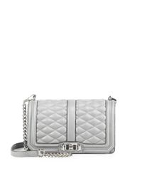 Rebecca Minkoff | Gray Quilted Love Leather Crossbody Bag | Lyst