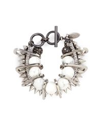 Venna | White Marble Sphere Bead Chain Link Bracelet | Lyst