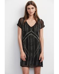 Velvet By Graham & Spencer - Black Odet Beaded Chiffon Dress - Lyst