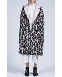 MSGM | Multicolor Leopard Print Wool Felt Overcoat | Lyst
