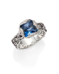 John Hardy | Classic Chain London Blue Topaz, Diamond & Sterling Silver Braided Ring | Lyst