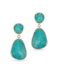 Anne Sisteron - Blue 14kt Yellow Gold Amazonite Diamond Earrings - Lyst