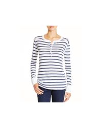 Stateside | White Striped Thermal Knit Henley Top | Lyst