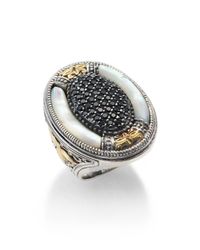 Konstantino | Metallic Ismene Mother-Of-Pearl, Black Spinel, 18K Yellow Gold & Sterling Silver Large Oval Ring | Lyst