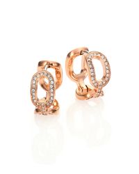 Michael Kors | Metallic Cityscape Chains Frozen Rose Goldtone Hoop Earrings/0.75 | Lyst