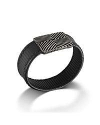 John Hardy | Wide Station On Black Stripe Leather Bracelet With Black Oxidation for Men | Lyst