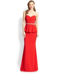 badgley mischka red ball gown