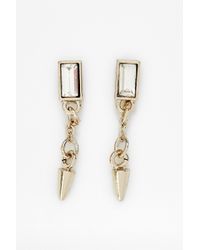 French Connection | Metallic Spike & Baguette Stone Drop Earring | Lyst