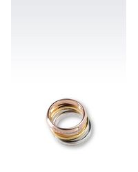Emporio Armani | Metallic Ring In Rhodium-Plated Silver And Cz Stones | Lyst