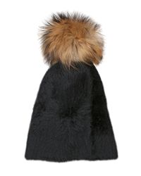 Kreisi Couture | Black Papalina Shearling Hat With Pompom | Lyst
