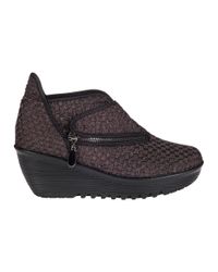 Bernie Mev - Zig Zag Wedge Bootie Metallic Brown Fabric - Lyst