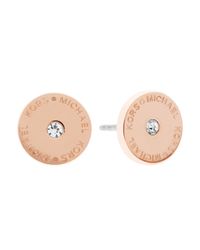 Michael Kors | Gold Status Logo Stud Earrings | Lyst