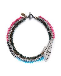 Venna | Multicolor Crystal Pavé Tiger Spike Crystal Necklace | Lyst