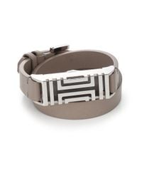 Tory Burch | Metallic For Fitbit Leather Double-wrap Bracelet/silvertone | Lyst