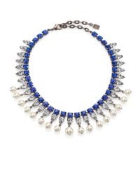 DANNIJO | Blue Alta Crystal & Faux Pearl Necklace | Lyst