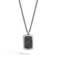John Hardy | Metallic Legends Naga Dog Tag Necklace, Blackened Silver, Stainless for Men | Lyst
