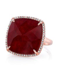 Anne Sisteron - Brown 14kt Rose Gold Ruby Diamond Cushion Cut Cocktail Ring - Lyst