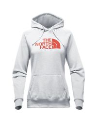 The North Face - Gray Women Half Dome Hoodie, Light Grey Heather/ Bossa Nova Red - Lyst