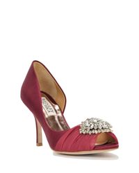 Badgley Mischka | Purple Pearson Satin Embellished Pump | Lyst