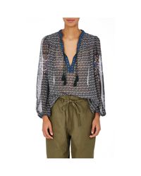 Ulla Johnson Blue Amala Silk Blouse