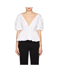 A.L.C. White Moritz Stretch-cotton Poplin Peplum Top